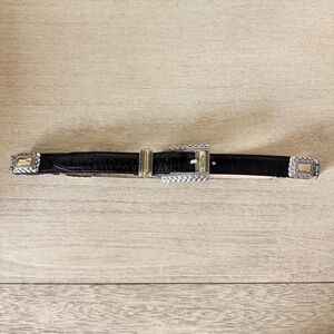 VINTAGE BRIGHTON BELT - Black Gold Silver / Size Small